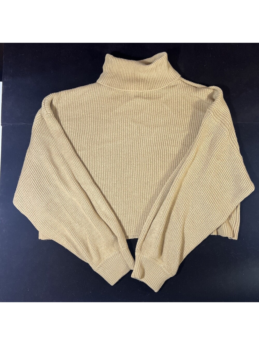 H&M DIVIDED CROPPED CREAM TURTLENECK SWEATER WOMEN'S SIZE Large